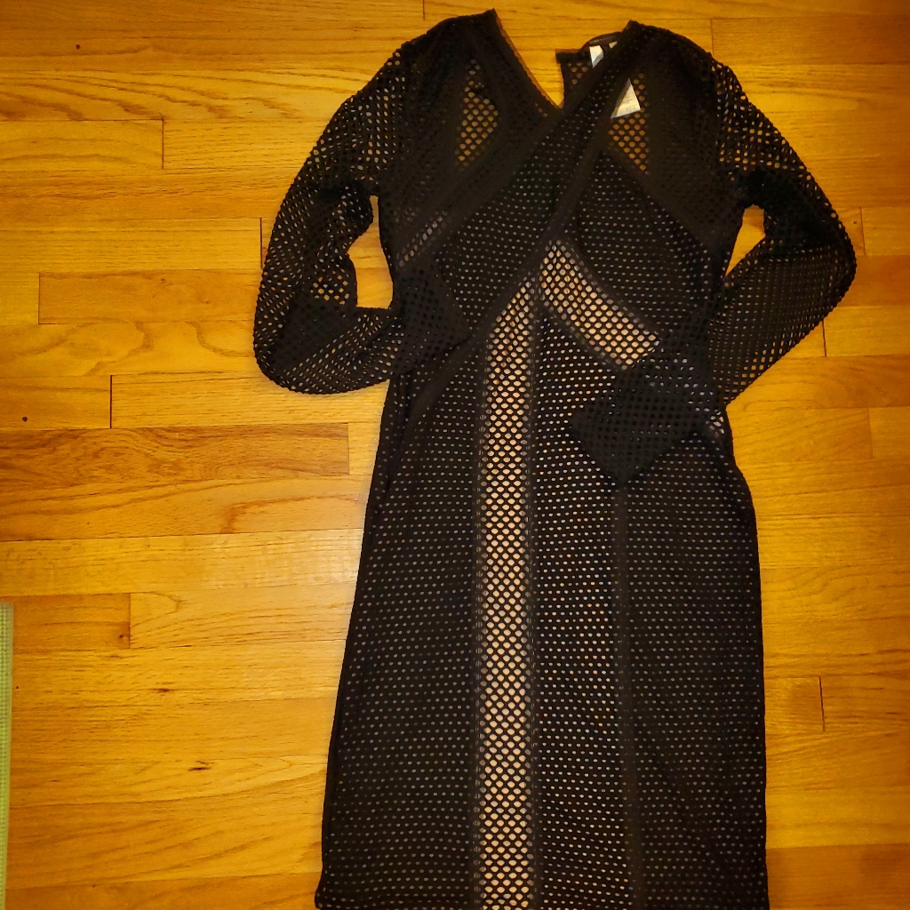 Black Longsleeve Eyelet Dress
